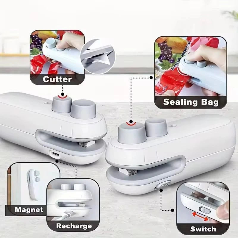 Mini Bag Sealer with Cutter and Magnet