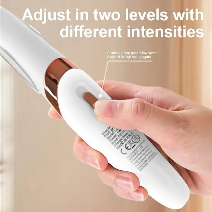 Electric Pedi Foot File – Rechargeable Callus Remover with 2 Roller Heads