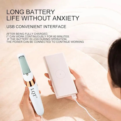Electric Pedi Foot File – Rechargeable Callus Remover with 2 Roller Heads
